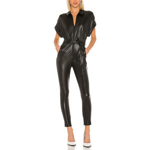 Nbd 'Reckless' Black Veagan Leather Jumpsuit / Romper Size S